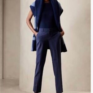 Banana Republic Avery Navy Slim Wool Blend Cropped Pants